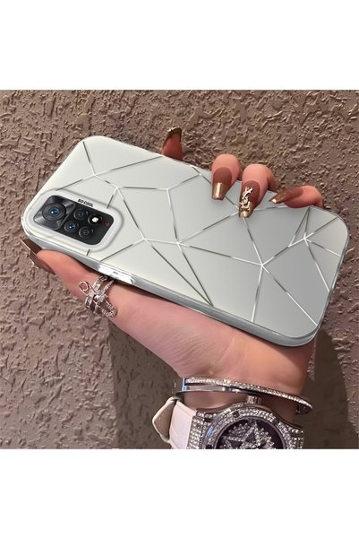 SLIMFELT Redmi Note 11 Pro 4G/5G Uyumlu şık geometrik çizgi baskılı sert kılı...
