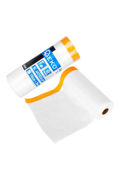 GEKO Folie protectoare pentru vopsire cu bandă adezivă, 110 cm x 20 m / 16 mm...