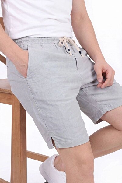 EXSPORT Men's Hawaiian Linen Shorts with Slits and Side Pockets
