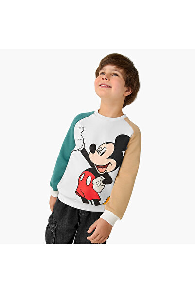 Disney Mickey Mouse Print Sweatshirt with Long Sleeves