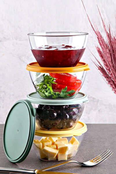 Kitchen Life Set de 4 recipiente pentru micul dejun cu capace Aura (400 ml x ...