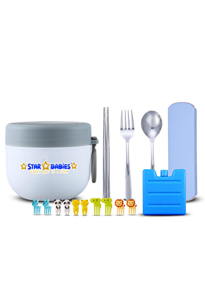 STAR BABiES Set Of 4 School Lunch Accessory Combo Set Green Thermal Mini Food...