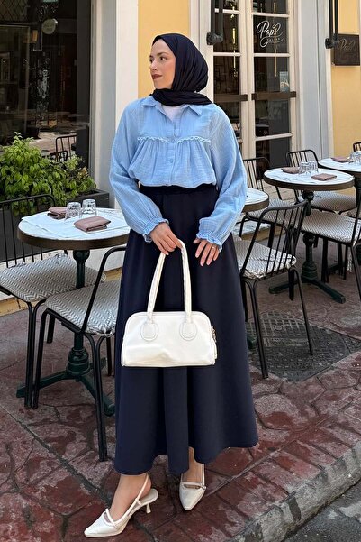 lamelif Lace Detailed Shirt Baby Blue