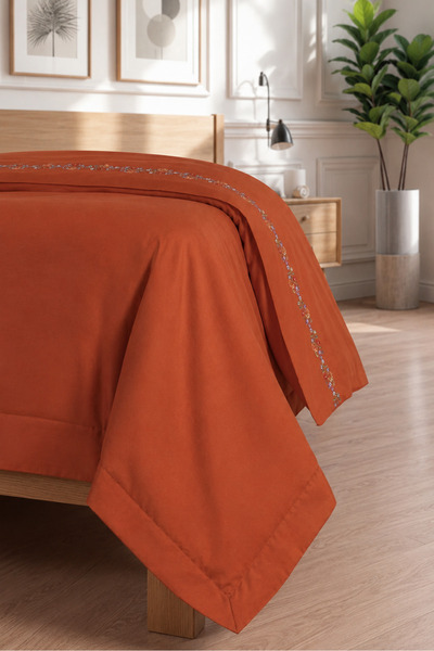 Bella Home Bahar Double 6-Piece Embroidered Duvet Cover Set |   Soft Textured...