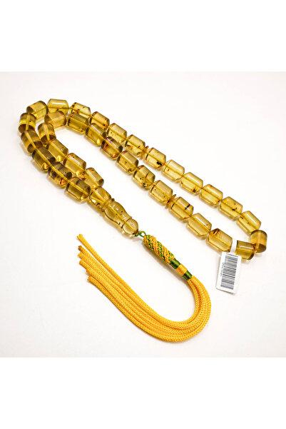 Generic Brand Colombian Amber Rosary – 33 Beads 11x16mm Golden Yellow Barrel 49g
