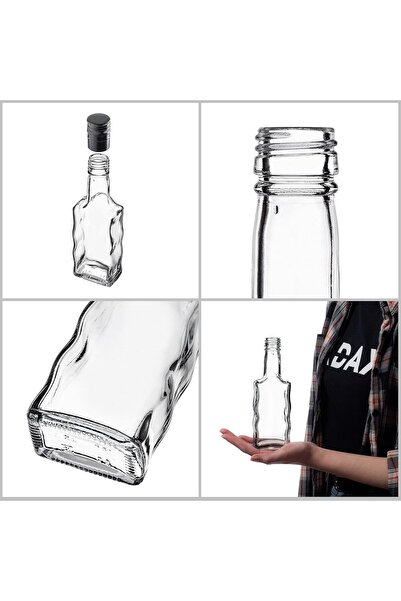 LimArt Set 50 Sticla Decorativa din Sticla, 200ml, Forma Ondulata „Fala”, Ina...