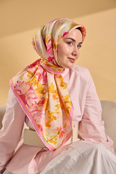 Silk Home Twill İpek Watercolor Eşarp Pembe 90x90