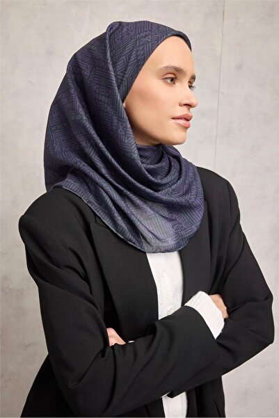 Silk Home Cotton Polyester Soft Scarf Light Gray Geometric Patterned Non-Slip...