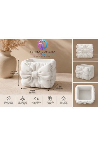 TERRA LUMERA 3D Bow Beauty Organizer – Brush Holder, Lipstick Holder, and Pen Holder