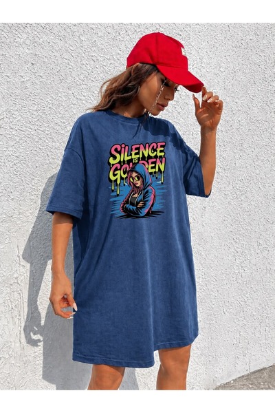 classy moda Γυναικείο μπλουζάκι τουνίκ με στάμπα γκράφιτι  "Silence Is Golden...
