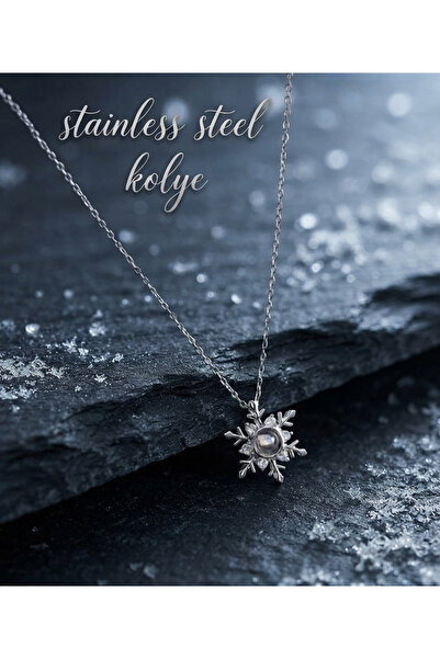 stainless steell سلسلة فولاذية 316L فضية اللون مرصعة بحجر الزركون على شكل ندف...
