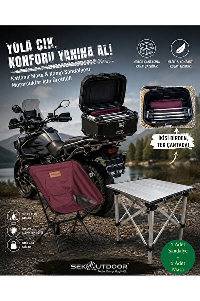 Sekoutdoor Motorcu masa sandalye seti sk01set1Bordo1