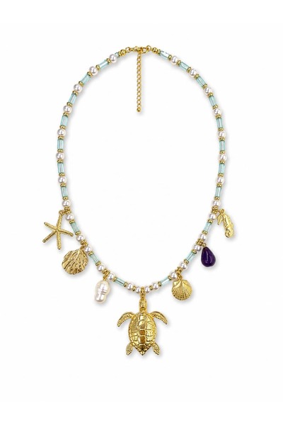 CHARMLUCKY Turtle Charm Bead Necklace