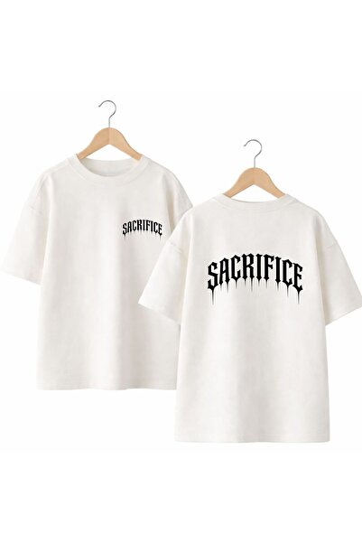 playwear Tricou Sacrifice cu imprimeu pe spate și piept, 100% bumbac, supradi...