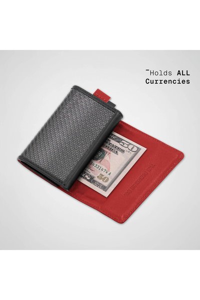 The Frenchie Co. Speed Wallet | Ultra Slim RFID Blocking Front Pocket Wallet for Men & Women | Quick-Access Pull Tab Card Holder | Carbon Fiber & Full-Grain Italian Leather | Holds Up to 14 Cards & Cash