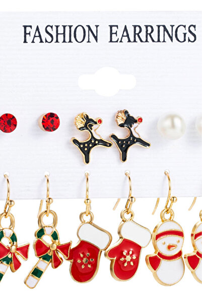 VeeShop Top Bottom Set of 12 Christmas earrings, lollipops, mittens, snowmen,...