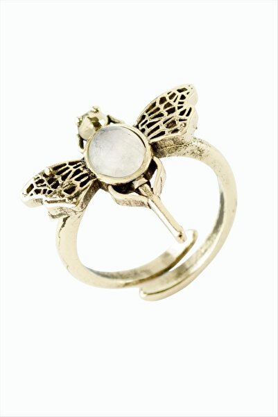 ZERO LAND Ilkestor Dragonfly Authentic Ring with Natural Stone - (04937) Pink...