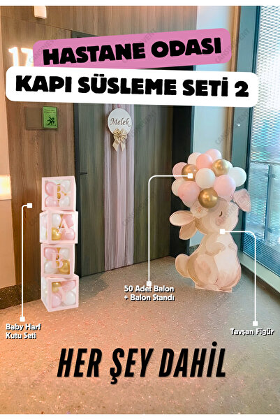 cansınevent Tavşan Figürlü Hastane Odası Süsleme Seti | Balon Standı • BABY H...