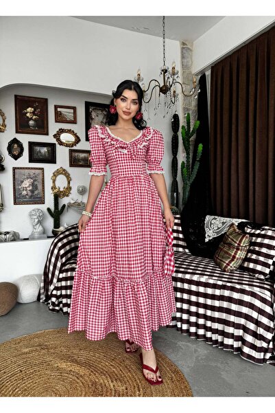 conconmoda Geun Fırfır Yaka Elbise