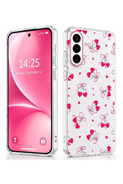 Kipgsm Samsung Galaxy A17 Uyumlu Kılıf Şeffaf Kiraz Desenli Kamera Çıkıntılı ...