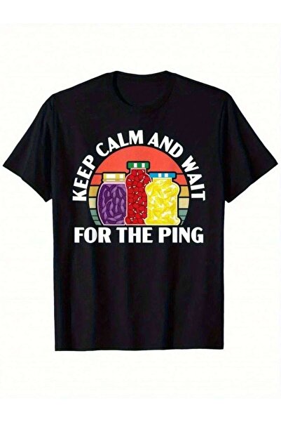 45 BPM تي شيرت رجالي بأكمام قصيرة - مطبوع عليه عبارة Keep Calm Wait The Ping،...