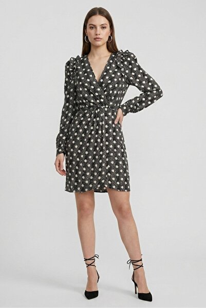 SANDRO Women Roxane Polka Dot Faux Wrap Dress, Multicolor