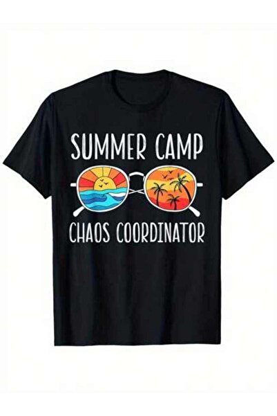 9TAY تي شيرت Chaos Coordinator Fun Summer Camp Counselor - تي شيرت برقبة دائر...