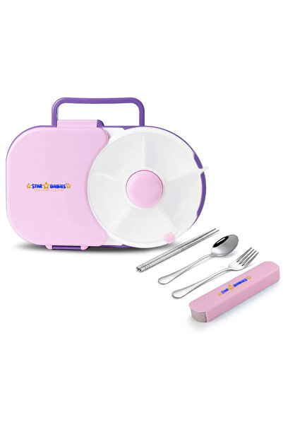 STAR BABiES Multi-Compartment Spinner Lunch Box and Portable Stainless Steel ...