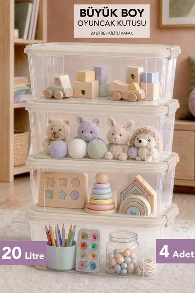 Meleni Baby 4-Piece Organizer with Locking Lid - Baby Room Toy Storage Box Ch...