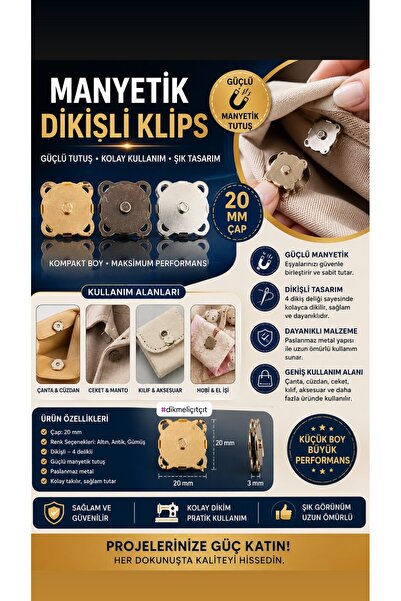 ALOTUHAFİYE DİKMELİ MIKNATISLI GÜMÜŞ ÇIT ÇIT 2 adet