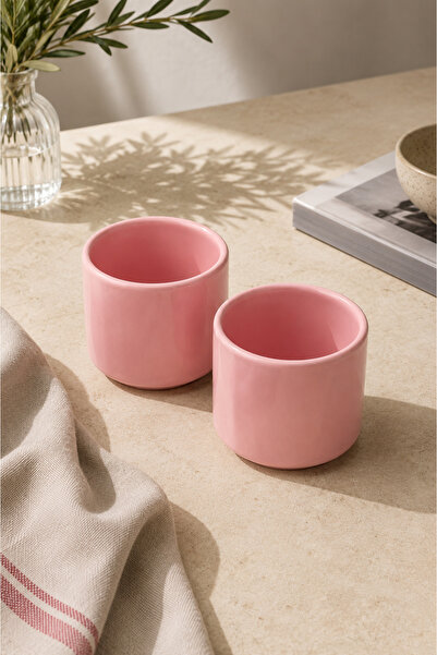 Beige & Stone Set of 2 Pink Ceramic Mugs 175 ml Minimal Coffee Cup Teacup Esp...