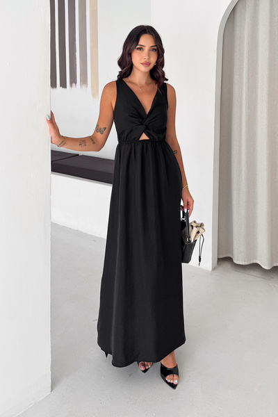Noa&Noa Women's Double-Breasted Collar Waist Cut-Out Maxi Dress
