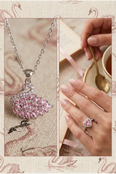 perry accessories Non Tarnish Steel Swan Necklace Swa Pink Swan Necklace Stee...