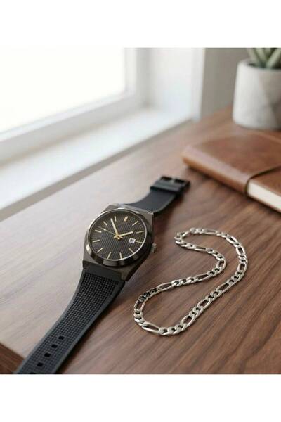 Feronnucci Men's Wristwatch with Calendar Bracelet Gift Black Silicone Cord A...