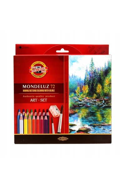 Koh-İ Noor Hardmuth Creioane acuarelabile Mondeluz 72 bucăți + 3 pensule + 2 ...