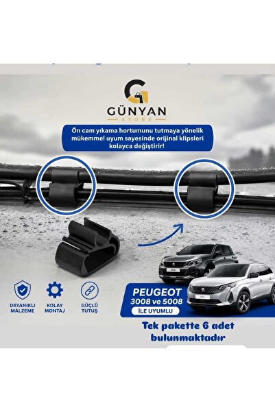 Günyan Store Ön Cam Yıkama Hortumu Klipsi Silecek Koluna Sıkıştırma- Peugeot ...