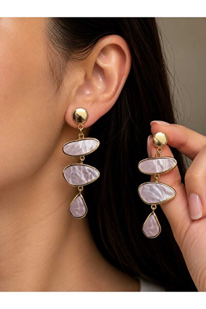 mz mazalinda Gold Plated Natural Stone Look Dangle Earrings for Women