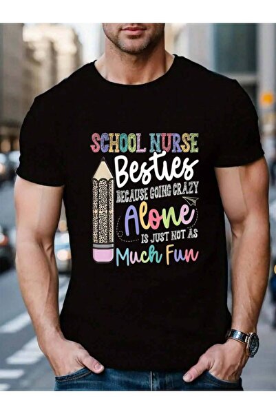 NOURAM 100% Cotton - Funny Matching School Nurse Besties Men's Black Vacation...
