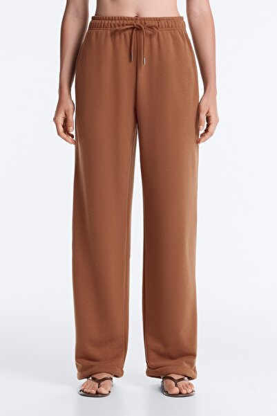 Oysho Cotton blend fleece straight-leg trousers