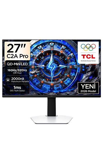 TCL 27C2A Pro 27 İnç 4K QD-Mini LED Oyuncu Monitörü, UHD 160 Hz / FHD 320 Hz,...