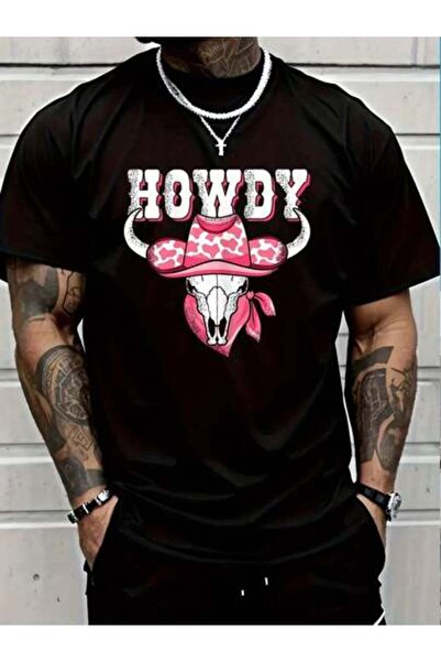 9TAY 100% Cotton Howdy Cow Print Western Country Cowgirl Rodeo Women Girls T-...