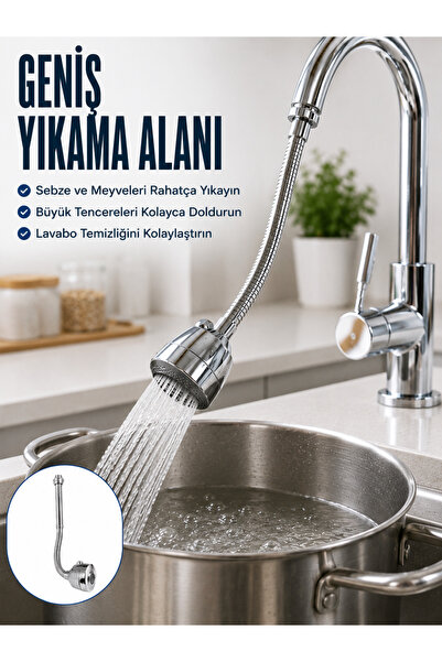 Epilons Flexible Spiral Faucet Extension Sprayer Water-Saving Adjustable Fauc...