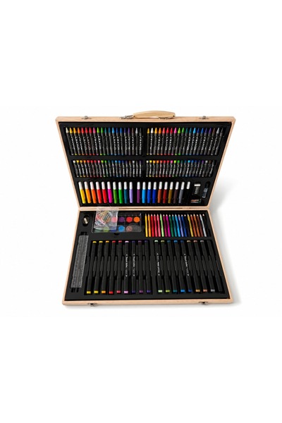Generic Brand 150PCS Wooden Art Set in Case | Crayons, Markers, Colored Penci...