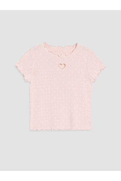 LC Waikiki Original Oval Collar Polka Dot Girls' T-Shirt