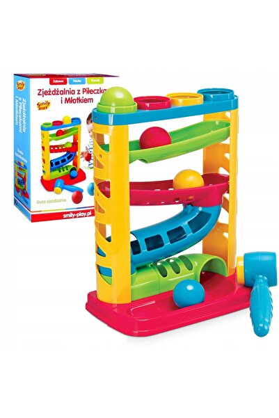 Smily Play Jucărie senzorială pentru bebeluși, bile, tobogan, ciocan, copii 1...
