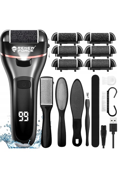 Renew Force Pilă electrică de unghii cu abraziv sintetic negru IPX7 USB