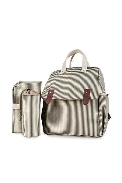 OEM 3-in-1 striped baby backpack – diaper bag with changing mat and thermal b...