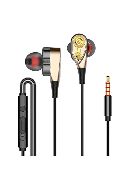 Choice Yellow Double Moving Coil Headphones 3.5mm AUX With Mic Dynamic Headse...
