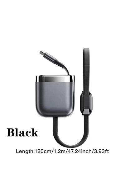 Choice1 كابل USB-C أسود قابل للسحب بقوة 240 واط، سلك شحن سريع أحادي النواة، م...