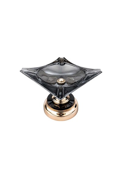 HEDİYE FİKRİ Glass Ashtray with Metal Legs, Decorative, Stylish Design, 16X13 cm